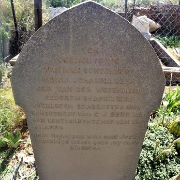BEHR Maria Johanna nee VAN DER WESTHUIZEN 1855-1902
