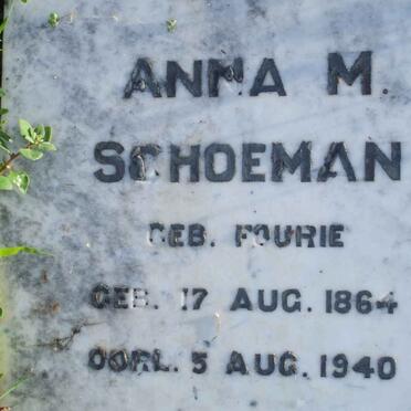 SCHOEMAN Anna M. nee FOURIE 1864-1940
