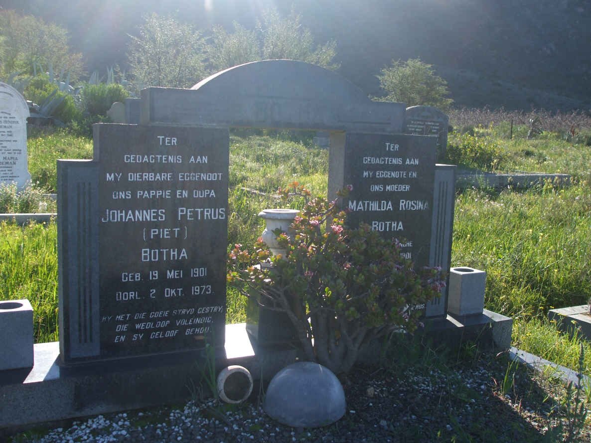 BOTHA Johannes Petrus 1901-1973 &amp; Mathilda Rosina TERBLANCHE 1901-1960