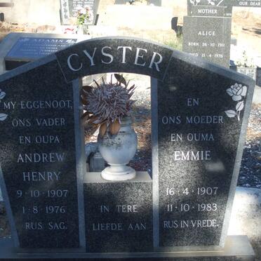 CYSTER Andrew Henry 1907-1976 &amp; Emmie 1907-1983