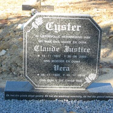 CYSTER Claude Justice 1922-2003 &amp; Vera 1925-2010
