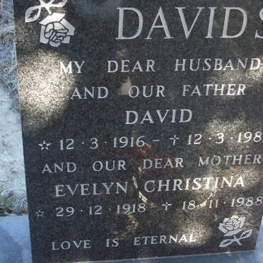 DAVIDS David 1916-1981 &amp; Evelyn Christina 1918-1988