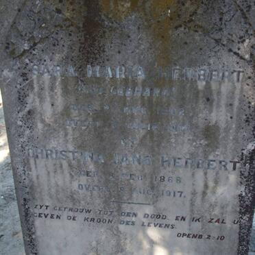 HERBERT Christina Jane 1868-1917 :: HERBERT Sara Maria nee GEBHARD 1902-19?1