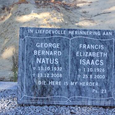 NATUS George Bernard 1932-2008 &amp; Francis Elizabeth ISAACS 1926-2000
