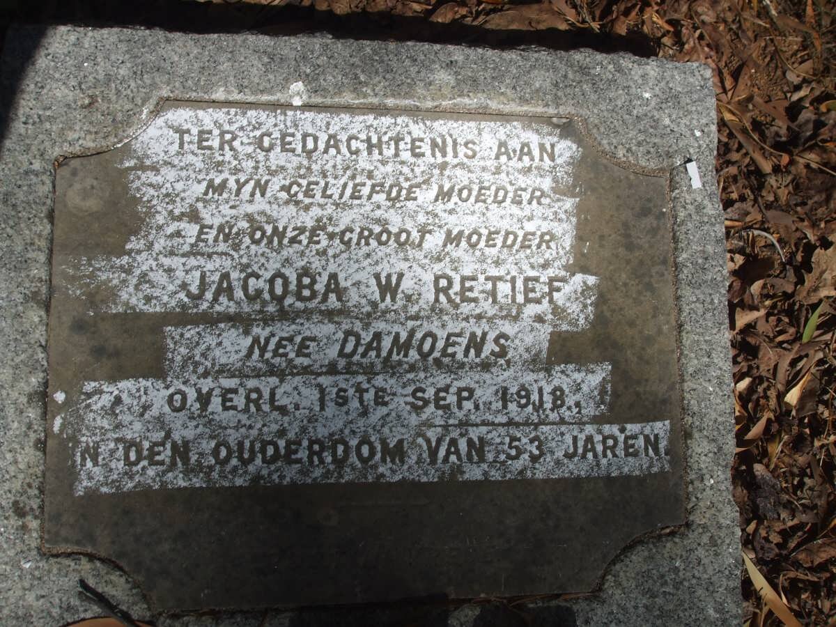 RETIEF Jacoba W. nee DAMOENS -1918