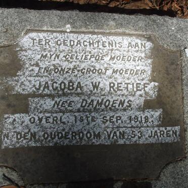RETIEF Jacoba W. nee DAMOENS -1918