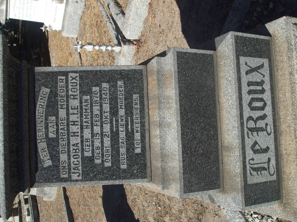 ROUX Jacoba H.H., le nee HAMMAN 1870-1940