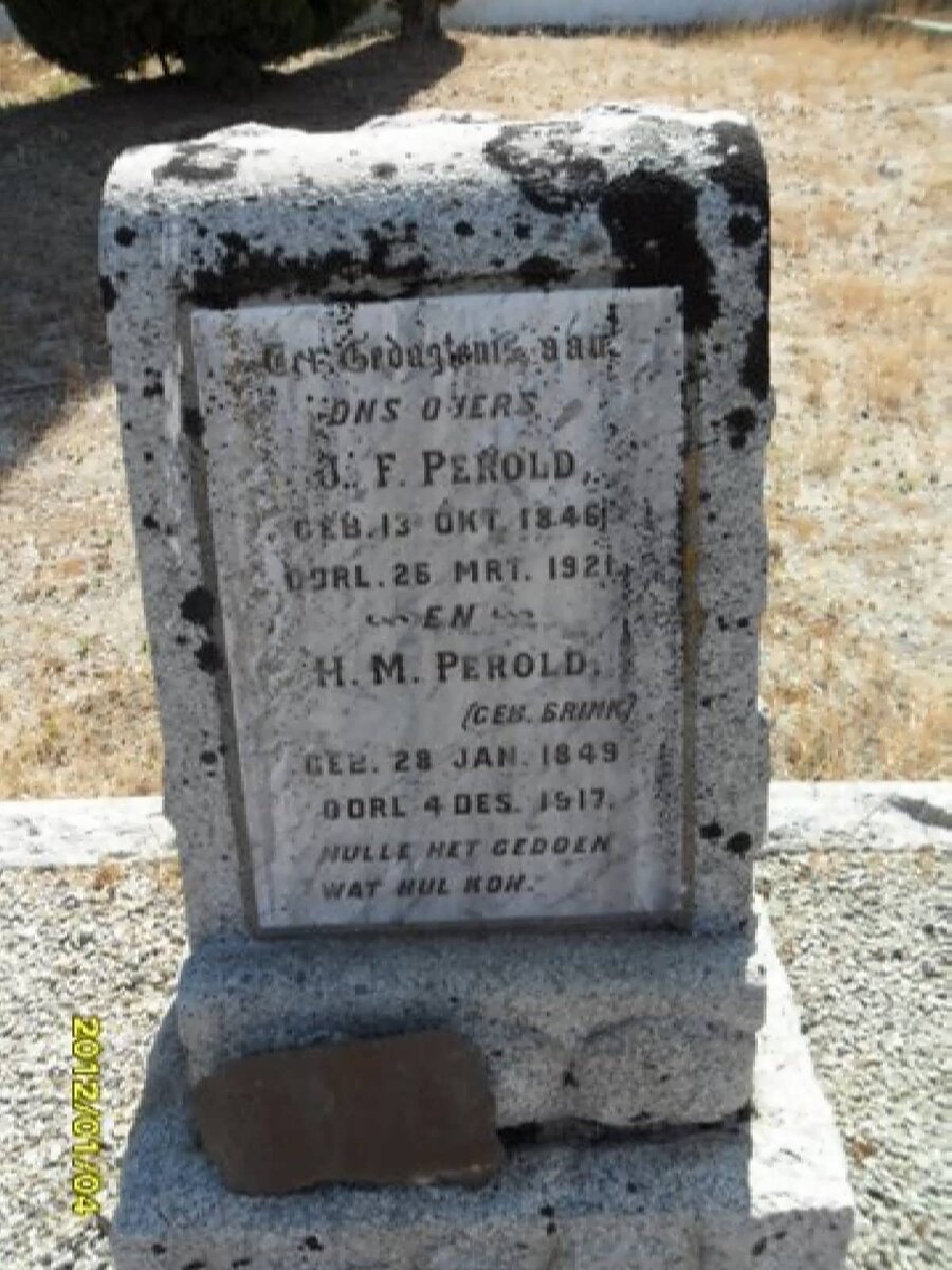 PEROLD J.F. 1846-1921 &amp; H.M. BRINK 1849-1917