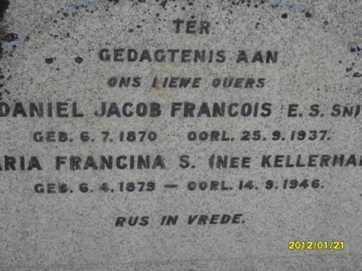 TOIT Daniel Jacob Francois, du 1870-1937 &amp; Maria Francina S. KELLERMAN 1879-1946
