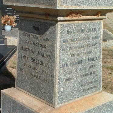 MALAN Jan Hendrik 1879-1932 &amp; Martha ROSSOUW 1882-1967