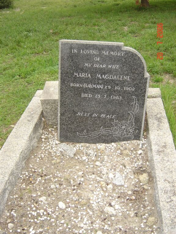 HAYMAN  Maria Magdalene 1902-1963