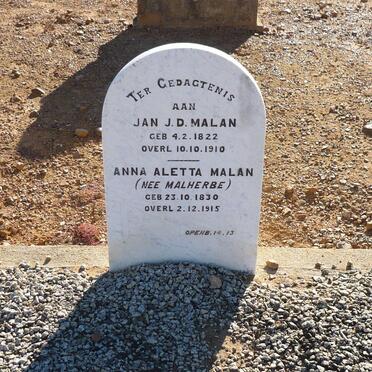 MALAN Jan J.D. 1822-1910 &amp; Anna Aletta MALHERBE 1830-1915