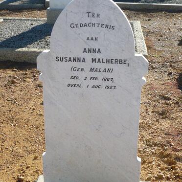 MALHERBE Anna Susanna nee MALAN 1867-1927