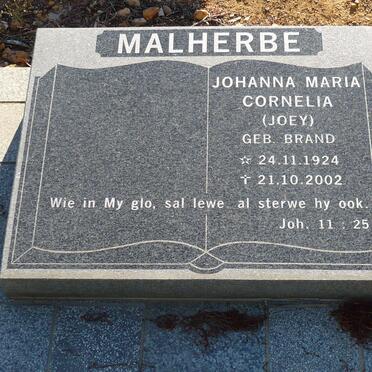 MALHERBE Johanna Maria Cornelia nee BRAND 1924-2002