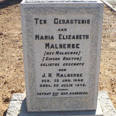 MALHERBE Maria Elizabeth nee MALHERBE 1840-1876