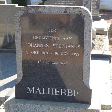 MALHERBE Johannes Stephanus 1870-1959
