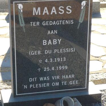 MAASS Baby nee DU PLESSIS 1913-1999