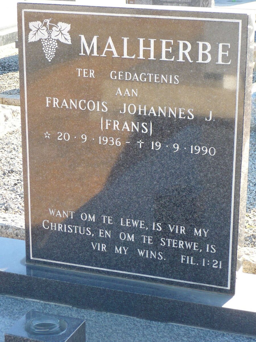 MALHERBE Francois Johannes J. 1936-1990