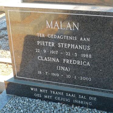 MALAN Pieter Stephanus 1917-1988 &amp; Clasina Fredrica 1919-2002