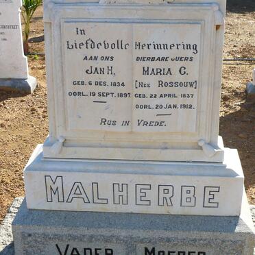MALHERBE Jan H. 1834-1897 &amp; Maria C. ROSSOUW 1837-1912