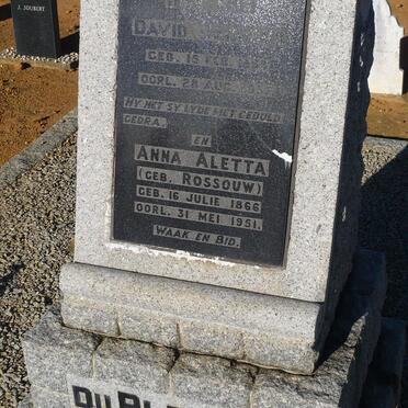 PLESSIS David Jacobus, du 1858-1937 &amp; Anna Aletta ROSSOUW 1866-1951