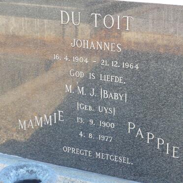 TOIT Johannes, du 1904-1964 &amp; M.M.J. UYS 1900-1977