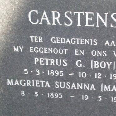 CARSTENS Petrus G. 1895-1976 &amp; Magrieta Susanna 1895-1988