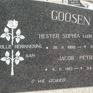 GOOSEN Jacob Petrus 1912-1976 &amp; Hester Sophia  KOCH 1908-1972