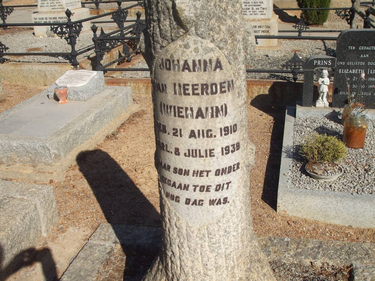 HEERDEN Johanna, van nee WIEHAHN 1910-1938