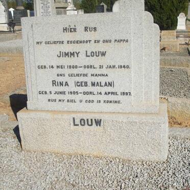 LOUW Jimmy 1900-1940 &amp; Rina MALAN 1905-1997