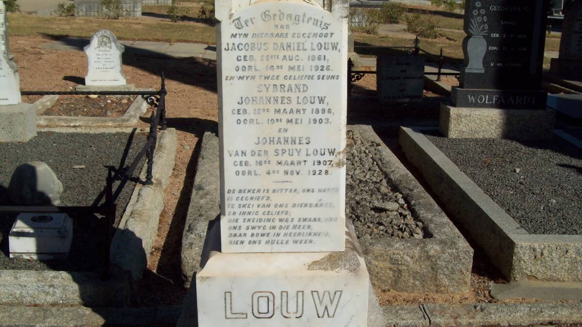LOUW Jacobus Daniel 1861-1926 :: LOUW Sybrand Johannes 1896-1903 :: LOUW Johannes van der Spuy 1907-1928
