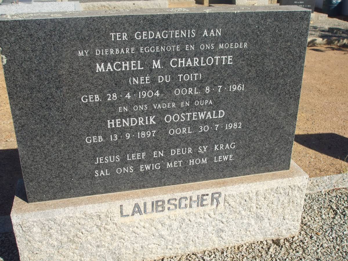 LAUBSCHER Hendrik Oostewald 1897-1982 &amp; Machel M. Charlotte DU TOIT 1904-1961