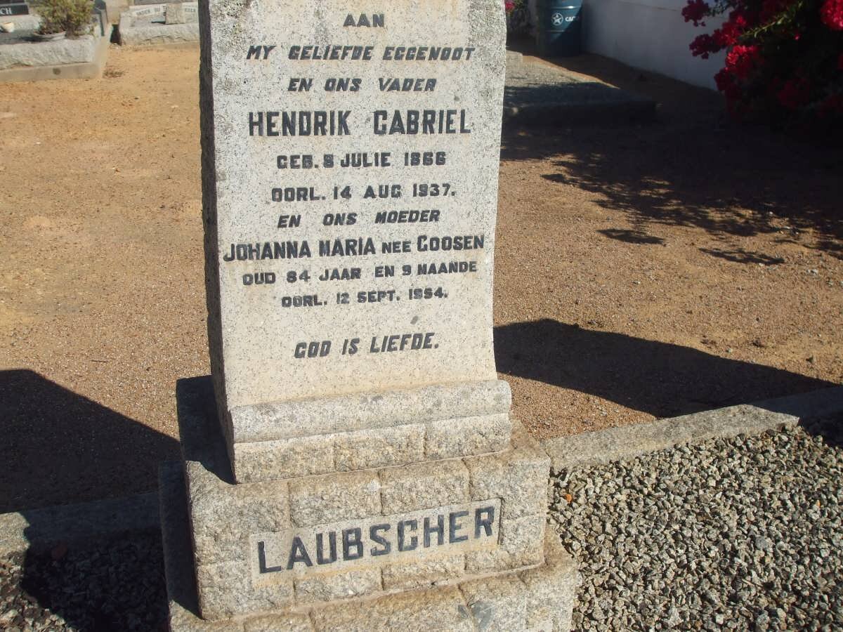 LAUBSCHER Hendrik Gabriel 1866-1937 &amp; Johanna Maria GOOSEN -1954
