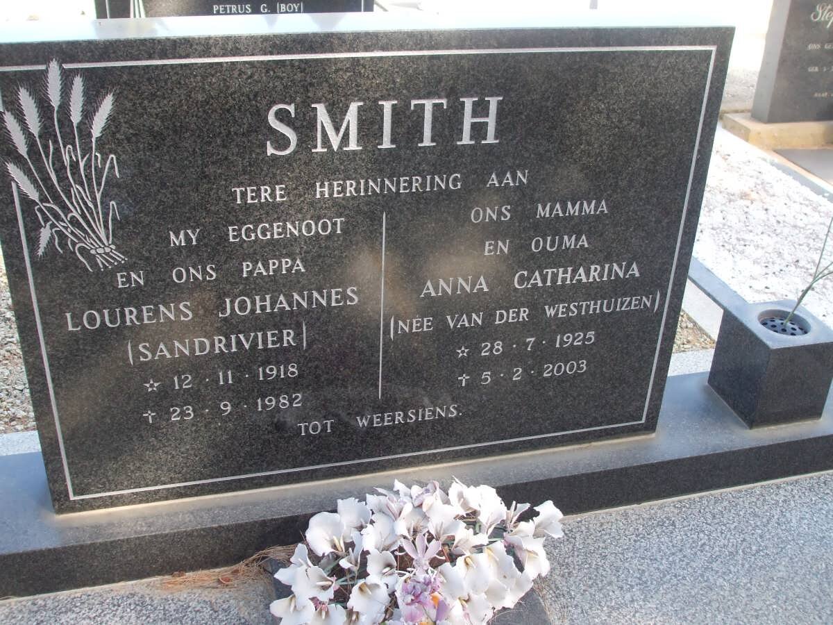 SMITH Lourens Johannes 1918-1982 &amp; Anna Catharina VAN DER WESTHUIZEN 1925-2003