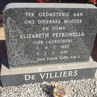 VILLIERS Elizabeth Petronella, de nee LAUBSCHER 1895-1982