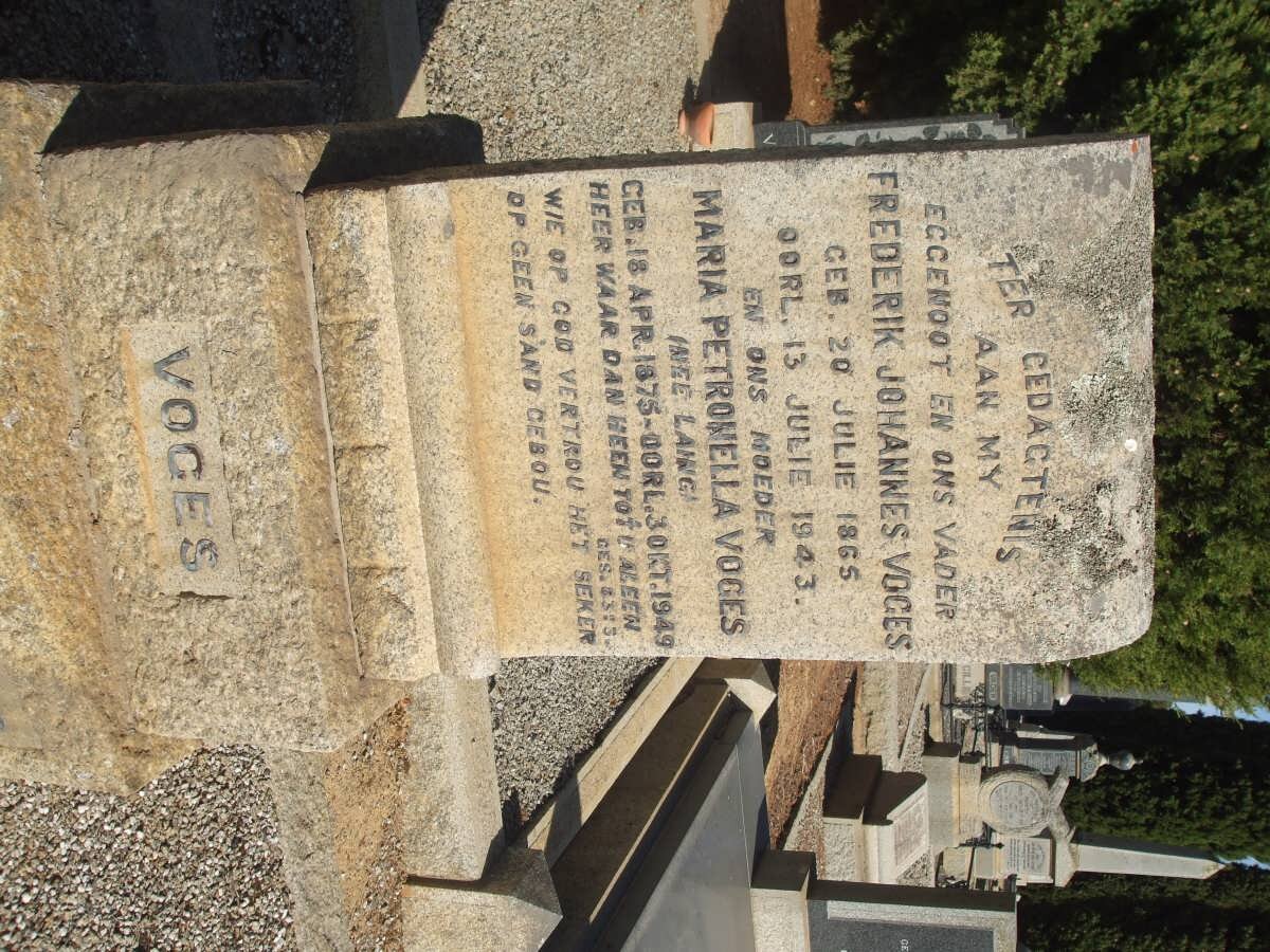 VOGES Frederik Johannes 1865-1943 &amp; Maria Petronella LAING 1875-1949