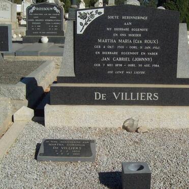VILLIERS Jan Gabriel, de 1898-1984 &amp; Martha Maria ROUX 1901-1962 :: DE VILLIERS Martha Cornelia 1900-1995 