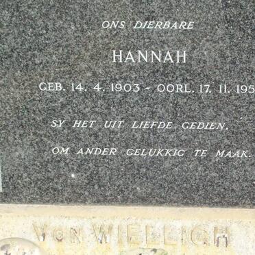 WIELLIGH Hanna, von 1903-1959