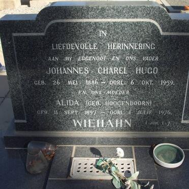 WIEHAHN Johannes Charel Hugo 1886-1959 &amp; Alida HOOGENDOORN 1897-1976