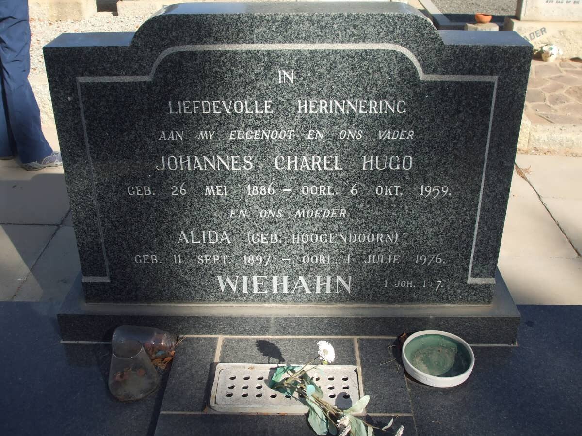 WIEHAHN Johannes Charel Hugo 1886-1959 &amp; Alida HOOGENDOORN 1897-1976