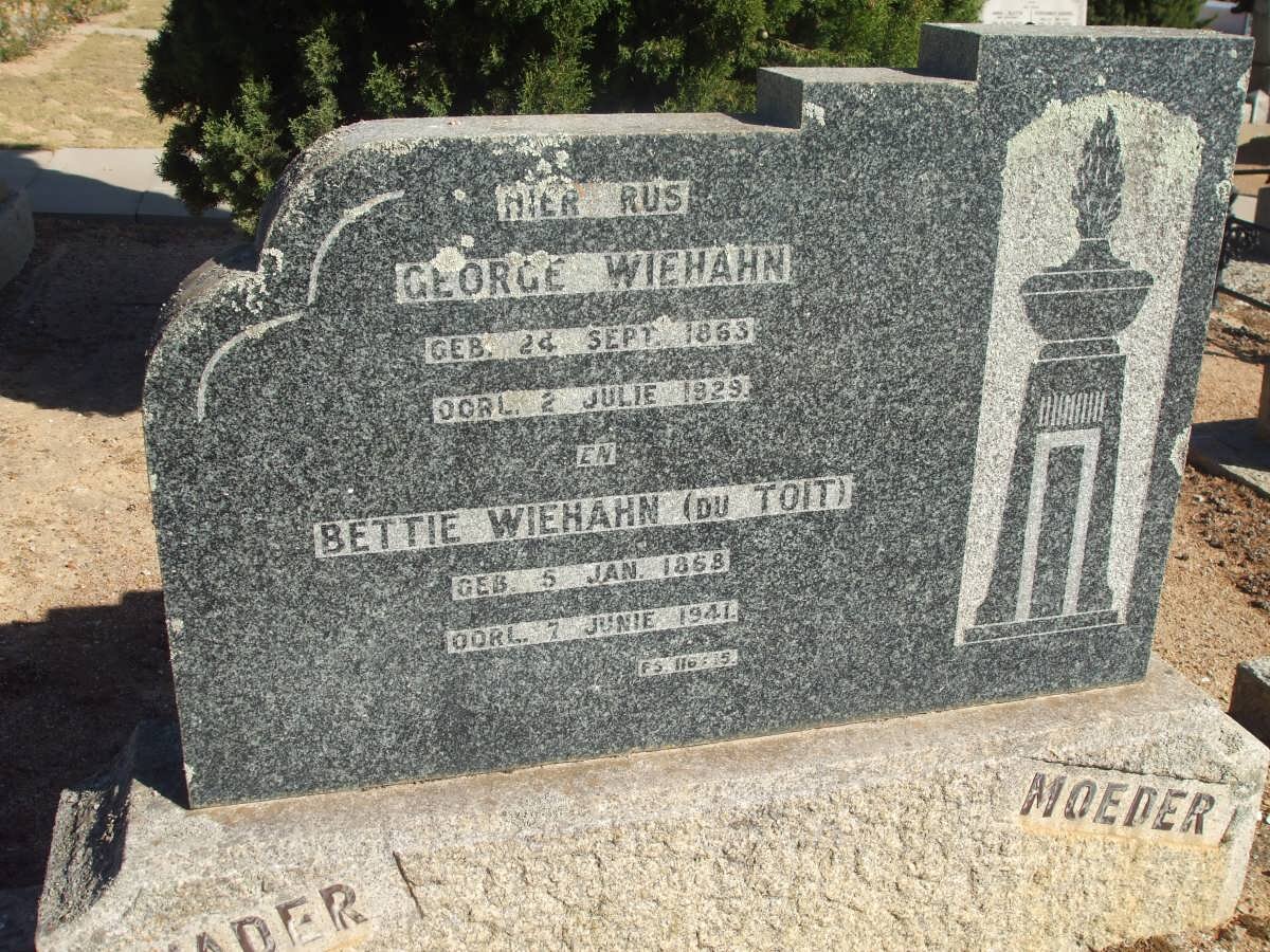 WIEHAHN George 1863-1929 &amp; Bettie DU TOIT 1858-1941