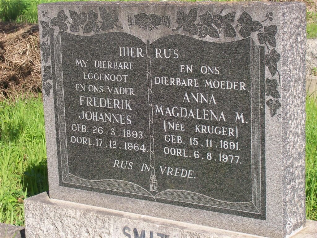 SMIT Frederik Johannes 1893-1964 &amp; Anna Magdalena KRUGER 1891-1977
