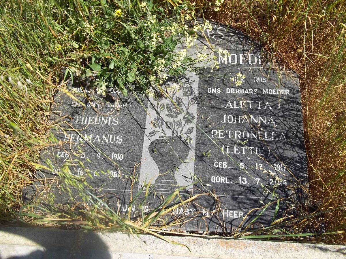 CARSTENS Theunis Hermanus 1910-1967 &amp; Aletta Johanna Petronella 1917-2014