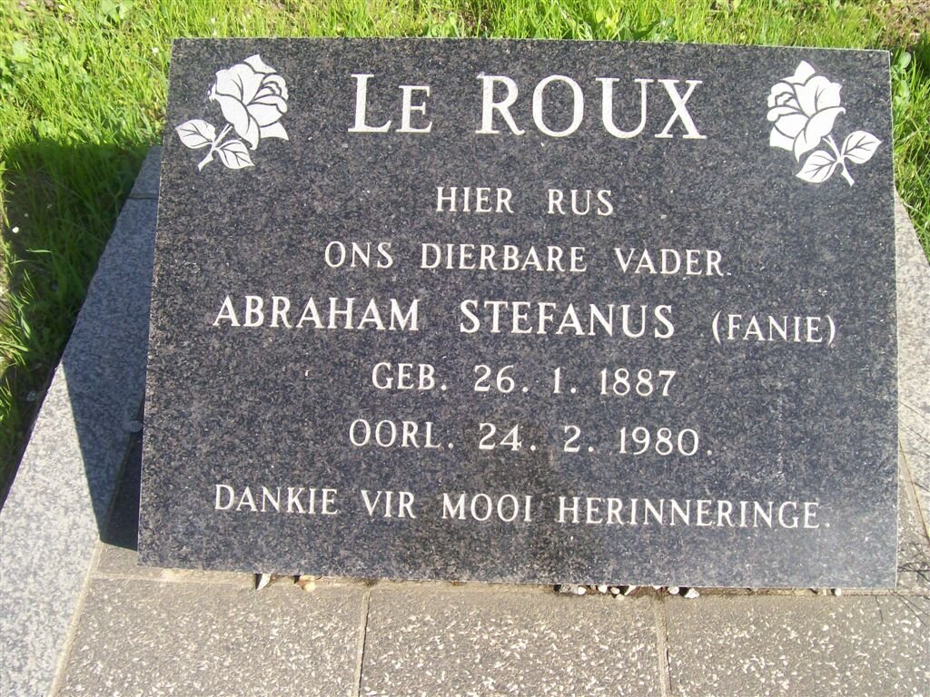 ROUX Abraham Stefanus, le 1887-1980