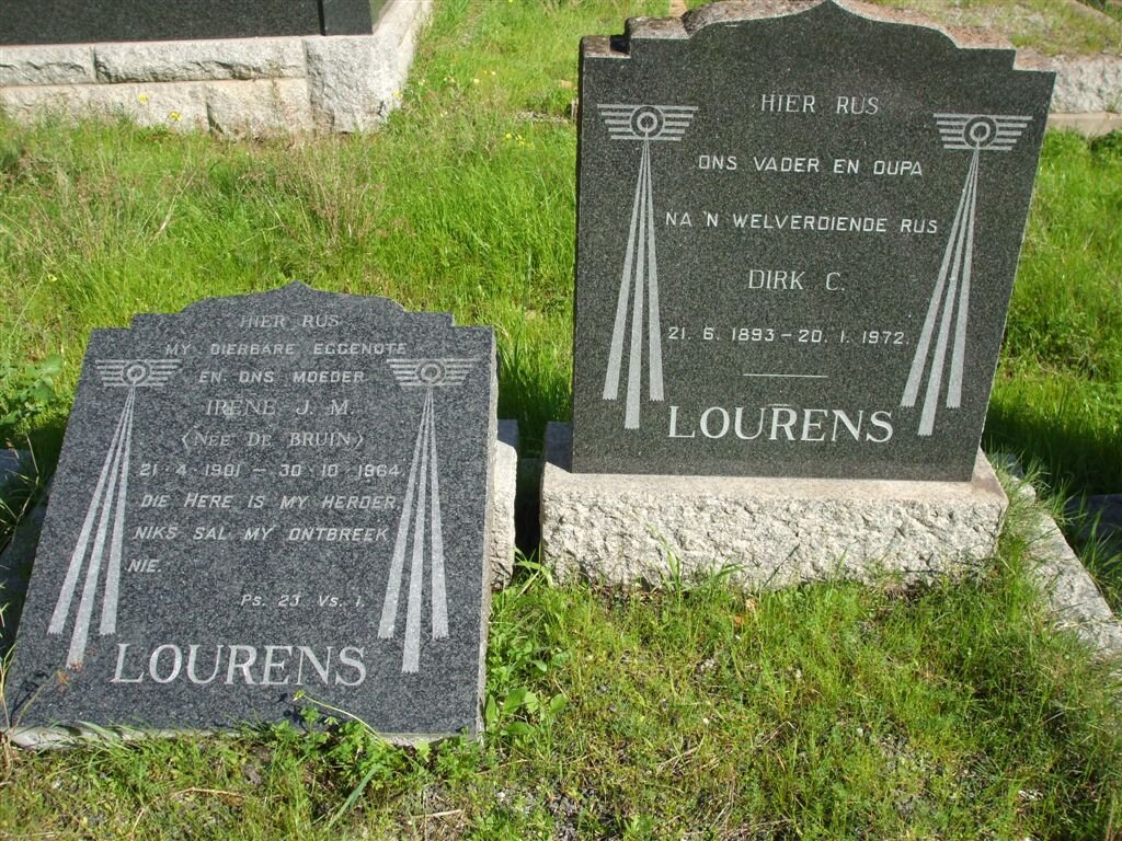 LOURENS Dirk C. 1893-1972 &amp; Irene J.M. DE BRUIN 1901-1964