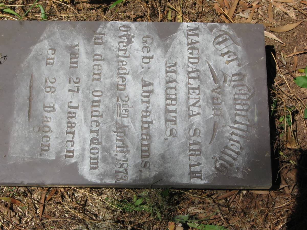 MAURITS Magdalena Sarah nee ABRAHAMS -1873