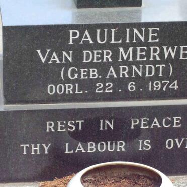 MERWE Pauline, van der nee ARNDT -1974
