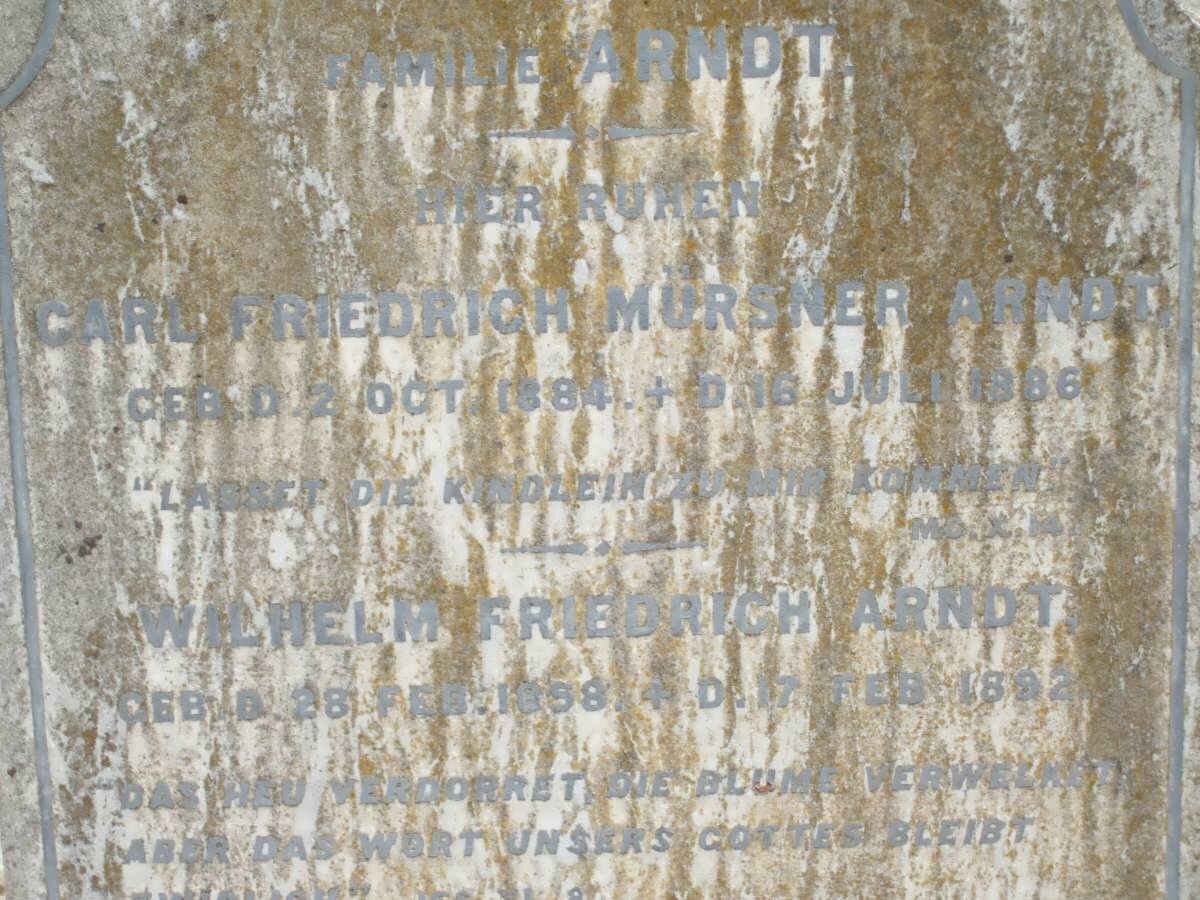 ARNDT Carl Friederich Mursner 1884-1886 :: ARNDT Wilhelm Friederich 1858-1892