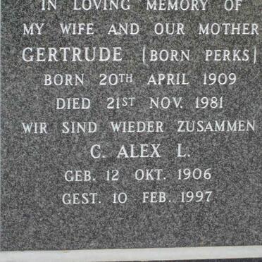 BOHLMANN C. Alex L. 1906-1997 &amp; Gertrude PERKS 1909-1981