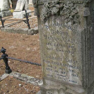LOTZE Johann Andreas 1881-1918 &amp; Johanna EHRENSPERGER 1881-1922